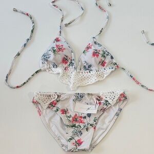 NWT Planet Sea Floral Bikini with Crochet Detail